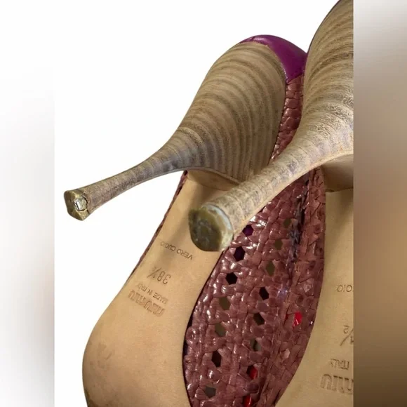 Miu Miu Vintage woven leather Mary Jane pumps. Size 38.5 - Picture 7 of 11